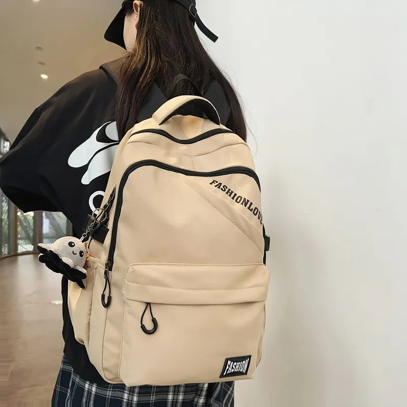 Single Warehouse Nylon Backpack Unisex White/Black/Gray/Khaki-17