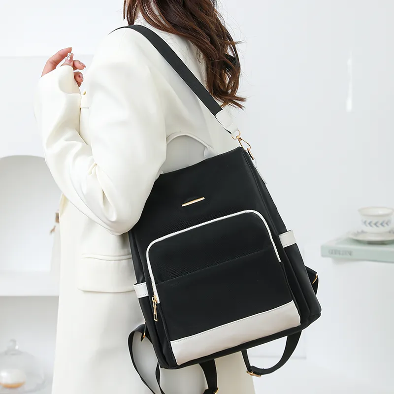 Single Warehouse PU Backpack Regular Unisex Black & White/Black & Brown/Caramel/Blue/Red/Pink-25
