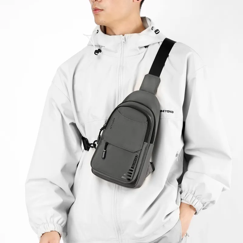 Single Warehouse Nylon One Shoulder Sling Bag Regular Men's Gray/Black/Army Green/Dark Blue-2