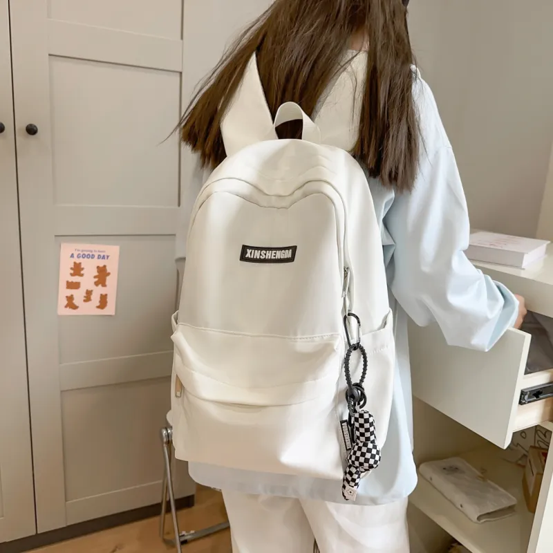 Single Warehouse Nylon Backpack Unisex White/Black/Red/Khaki/Blue-4