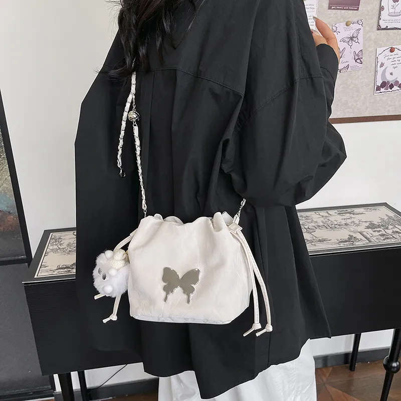 Single Warehouse PU Shoulder Bag Women's White/Silver/Pink/Blue/Black-3