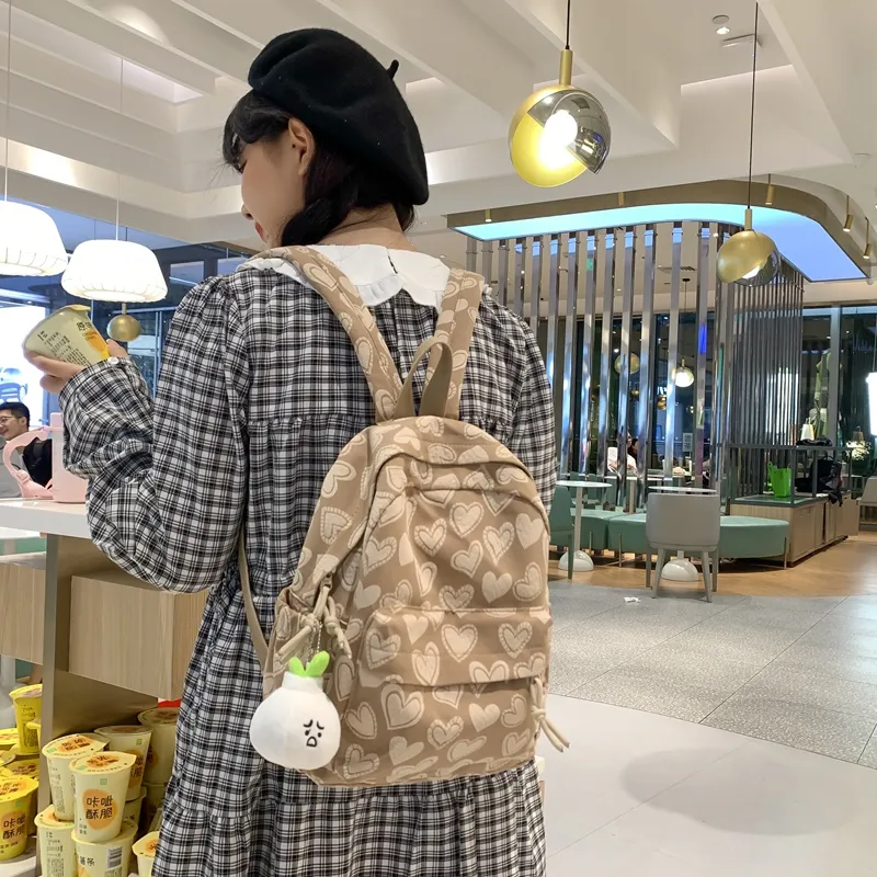 Single Warehouse Polyester Backpack Regular Women's White/Black/Pink/Khaki-24