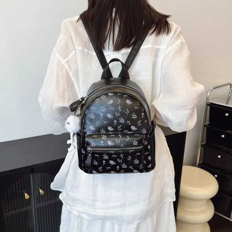 Single Warehouse PU Backpack Women's White/Silver/Black-18