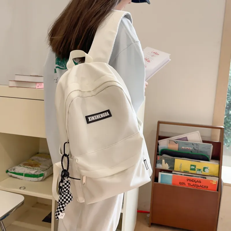 Single Warehouse Nylon Backpack Unisex White/Black/Red/Khaki/Blue-1