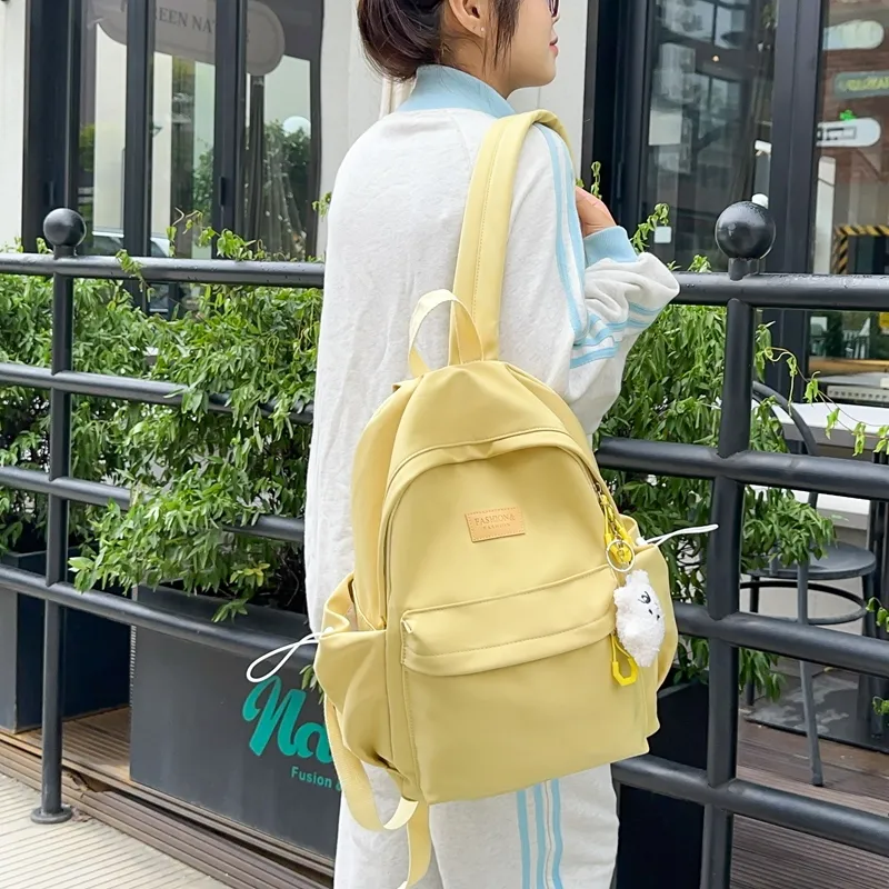 Single Warehouse Nylon Backpack Unisex White/Blue/Yellow/Black-9