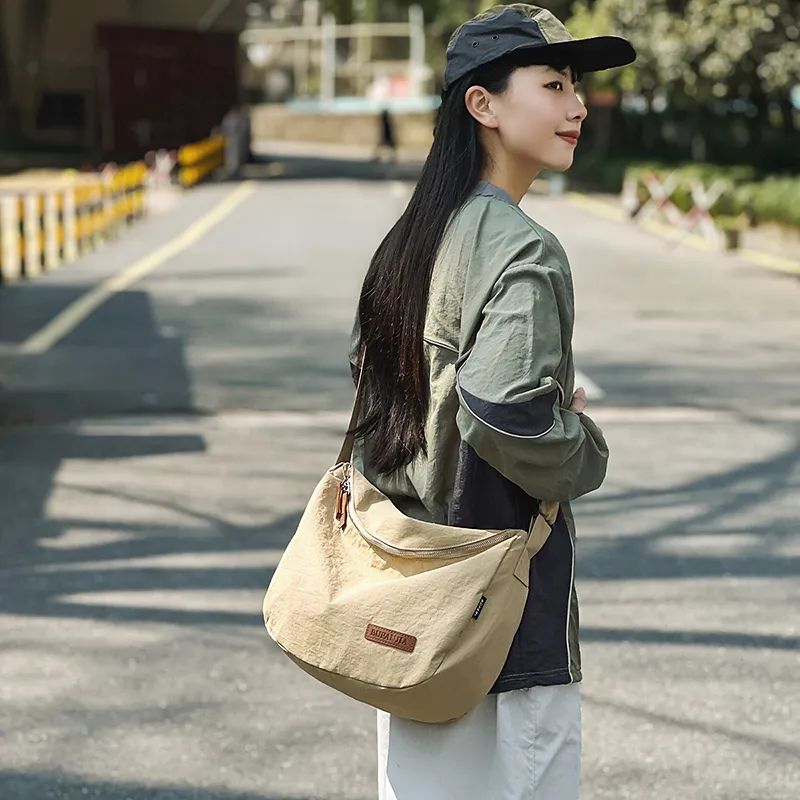 Single Warehouse Nylon Crossbody Bag, Shoulder Bag Regular Unisex White/Black/Khaki/Green-5