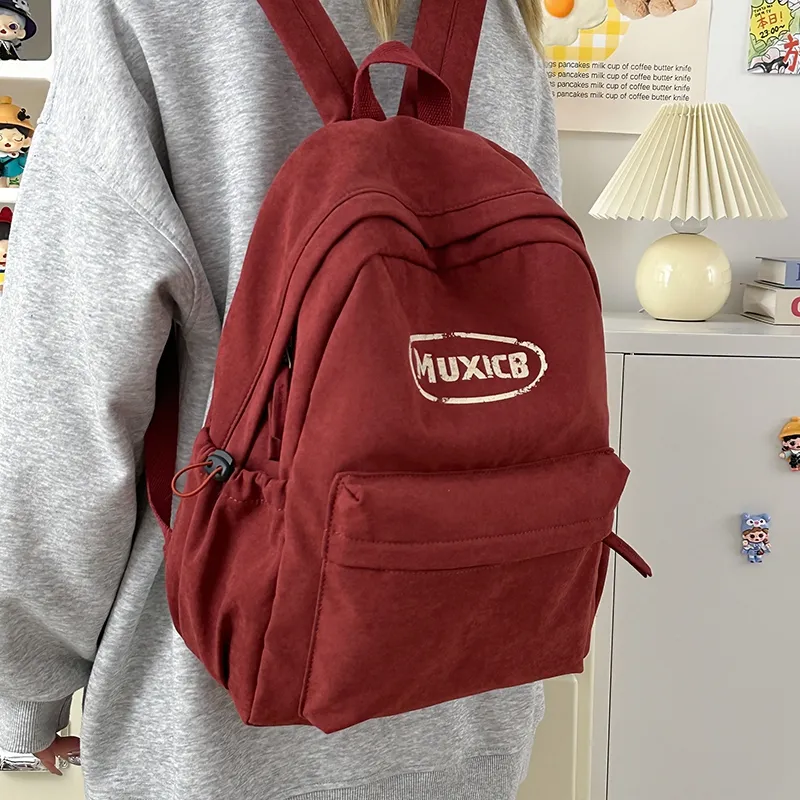 Single Warehouse Nylon Backpack Regular Unisex White Gray/Green/Red-8