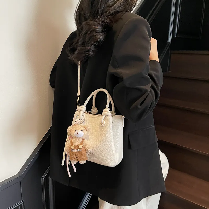 Single Warehouse PU Shoulder Bag Regular Women's Khaki/Ecru/Pink/Silver/Black-5