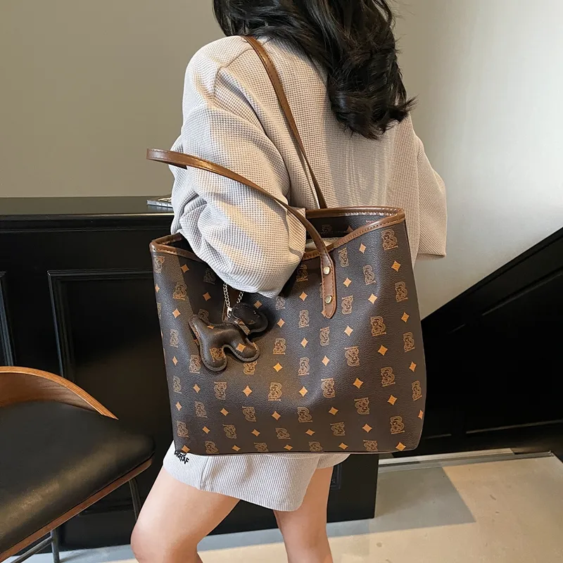 Single Warehouse PU Tote Handheld Shoulder Bag Regular Women's Ecru/Pink/Brown/Coffee/Black-20