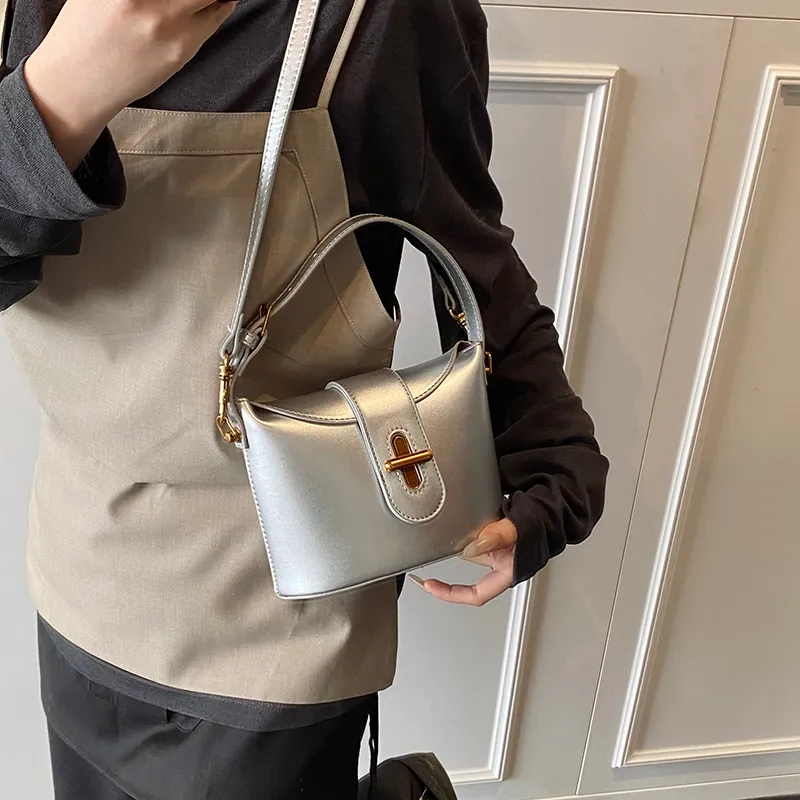 Single Warehouse PU Shoulder Bag, Handbag Regular Women's White/Silver/Brown/Black-7