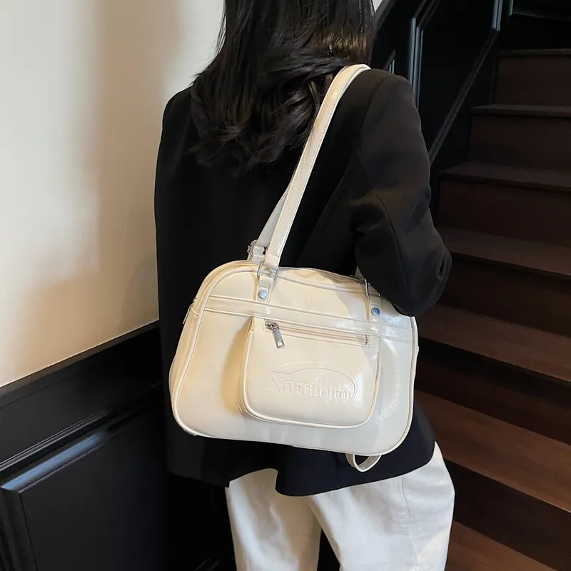 Single Warehouse PU Shoulder Bag Regular Women's Ecru/Pink/Blue/Yellow/Black-1