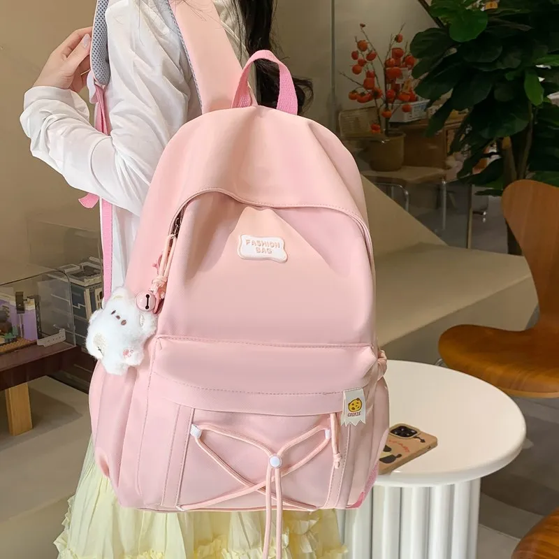 Single Warehouse Twill Backpack Unisex Black/Pink/Yellow/Light Green/Beige-2