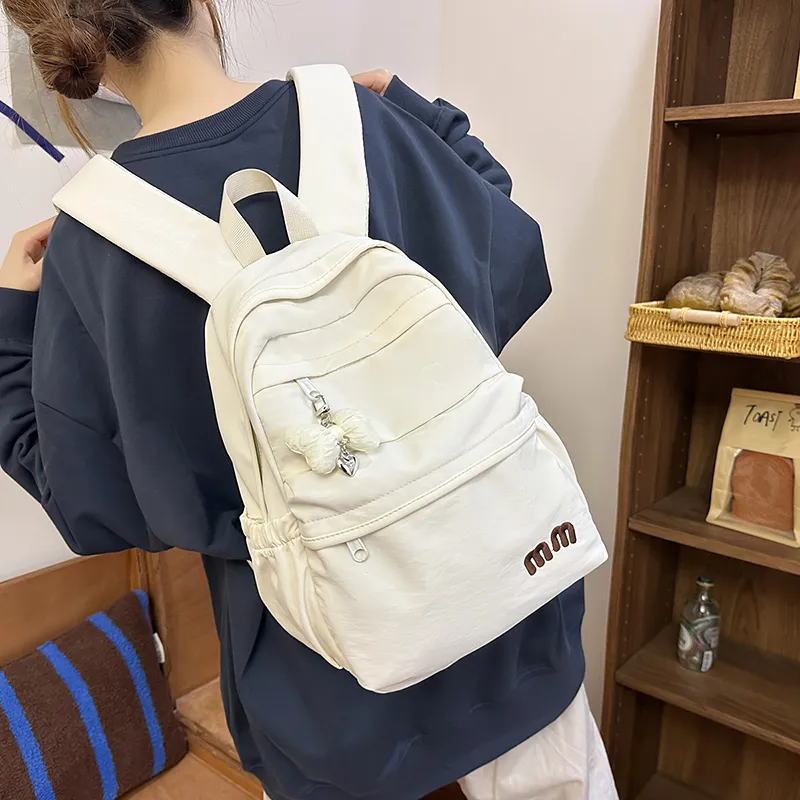 Single Warehouse Nylon Backpack Women's White/Black/Light Purple/Yellow/Blue/Pink-14