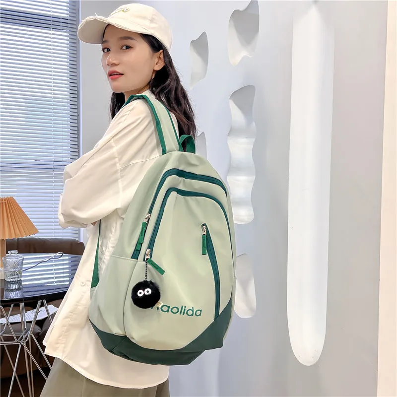 Single Warehouse Nylon Backpack Unisex White/Pink/Blue/Green/Black-18