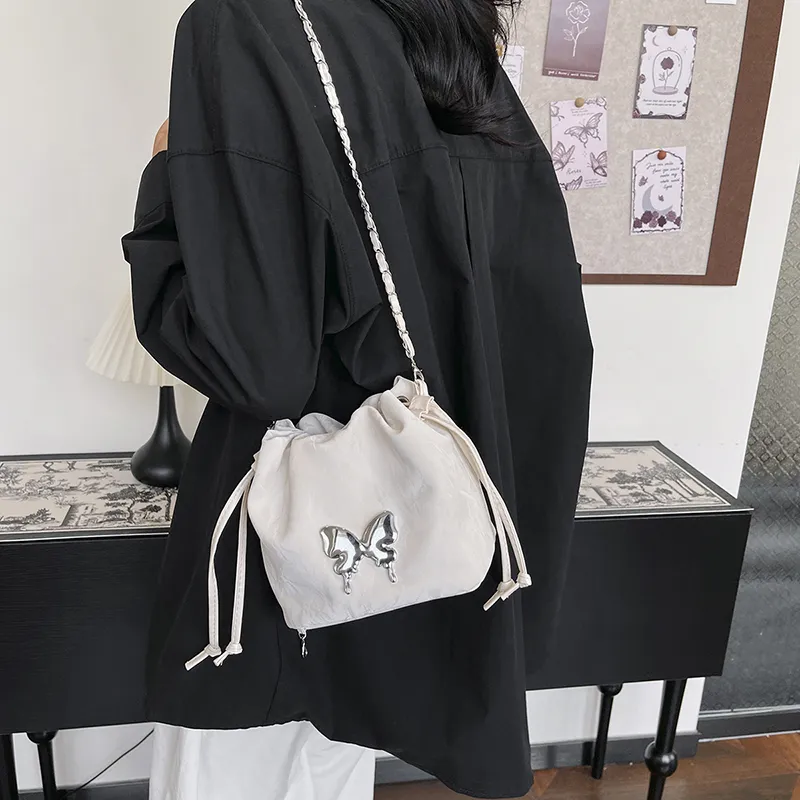 Single Warehouse PU Shoulder Bag Women's White/Silver/Pink/Blue/Black-4