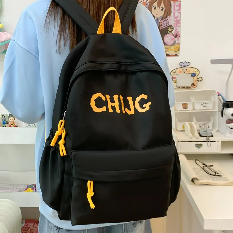 Single Warehouse Composite Cloth Backpack Unisex Yellow/Dark Blue/Black-13