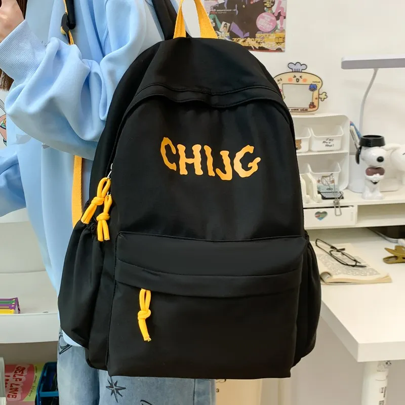 Single Warehouse Composite Cloth Backpack Unisex Yellow/Dark Blue/Black-15