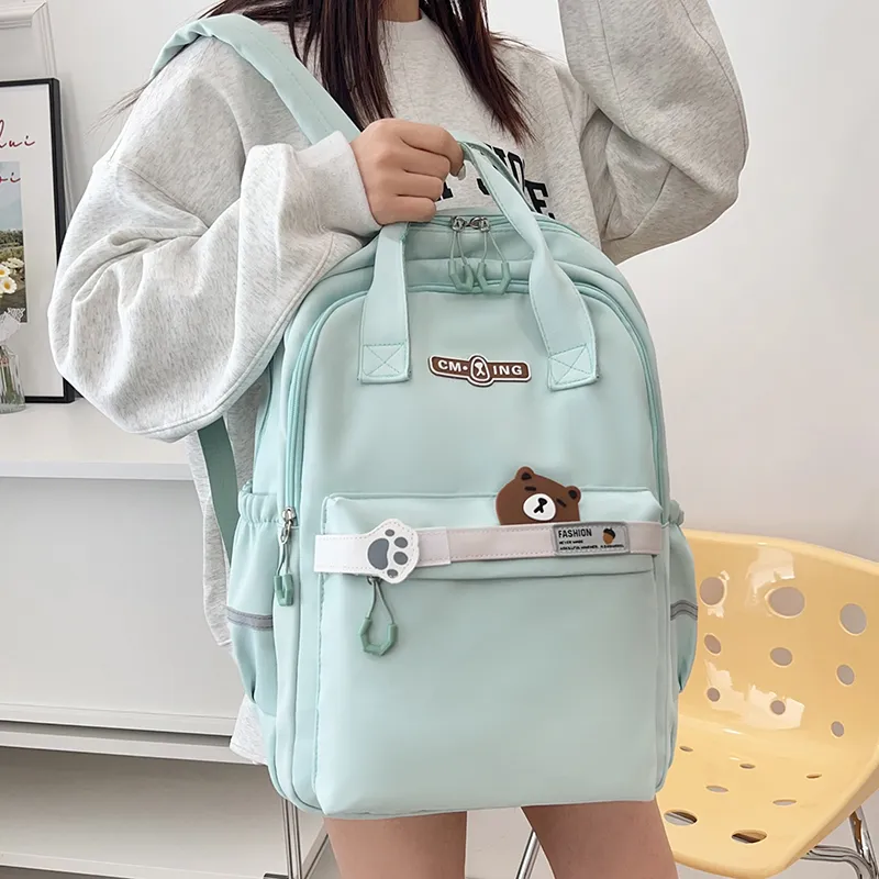 Single Warehouse Nylon Student Bag Pink/Blue/Green/Purple/Black-12