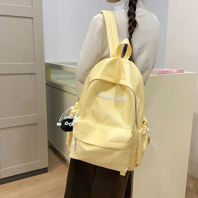 Single Warehouse Nylon Backpack Unisex Ecru/Yellow/Gray/Black-8