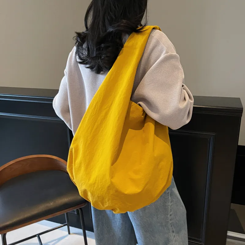 Single Warehouse Fabric Handbag, Shoulder Bag Regular Unisex Black/Yellow/Khaki/Coffee/Green-5