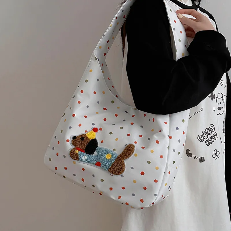 Single Warehouse Polyester Shoulder Bag Regular Women's White/Ecru/Black-2