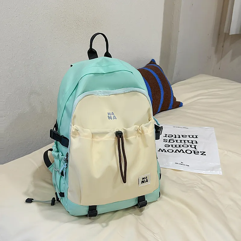 Single Warehouse Nylon Backpack Unisex Black/Fruit Green/Brown/Blue/Orange-7