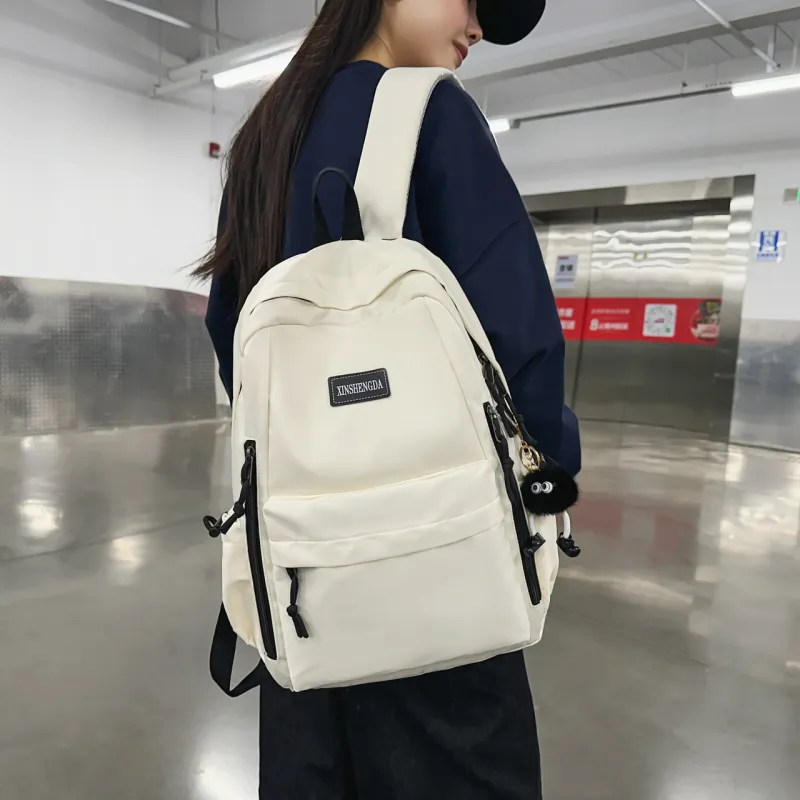 Single Warehouse Nylon Backpack Regular Unisex Black/Burgundy/Khaki/Light Green/Beige-2