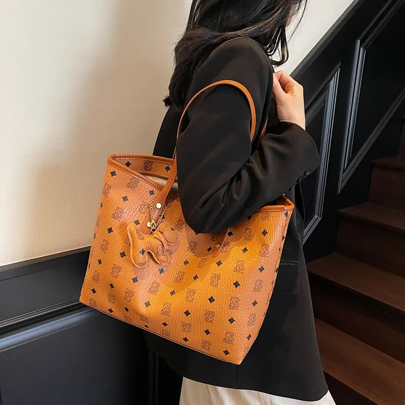 Single Warehouse PU Tote Handheld Shoulder Bag Regular Women's Ecru/Pink/Brown/Coffee/Black-16