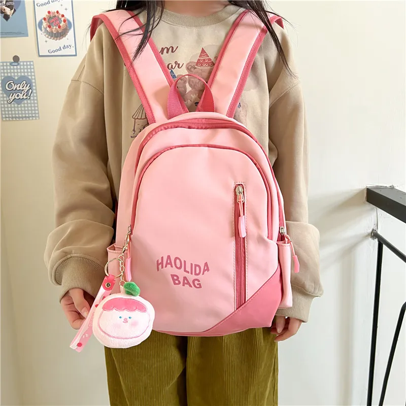 Single Warehouse Nylon Fabric Backpack Unisex Pink/Black/Gray Blue/Milky White/Red/Ecru Gray-5