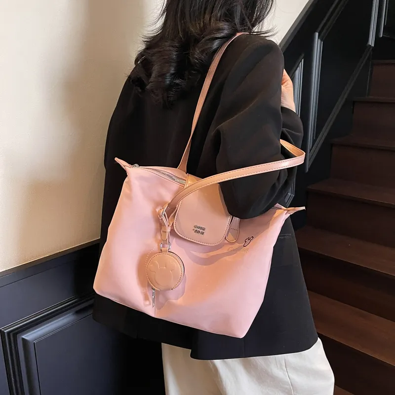 Single Warehouse Fabric Shoulder Bag Regular Women's White/Pink/Black-11