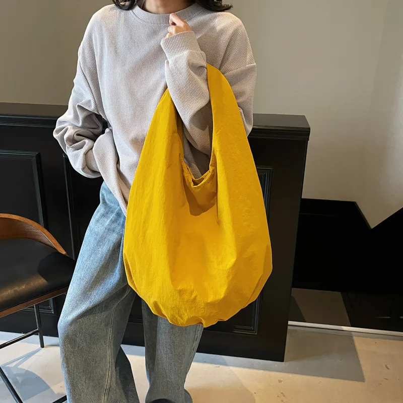 Single Warehouse Fabric Handbag, Shoulder Bag Regular Unisex Black/Yellow/Khaki/Coffee/Green-2