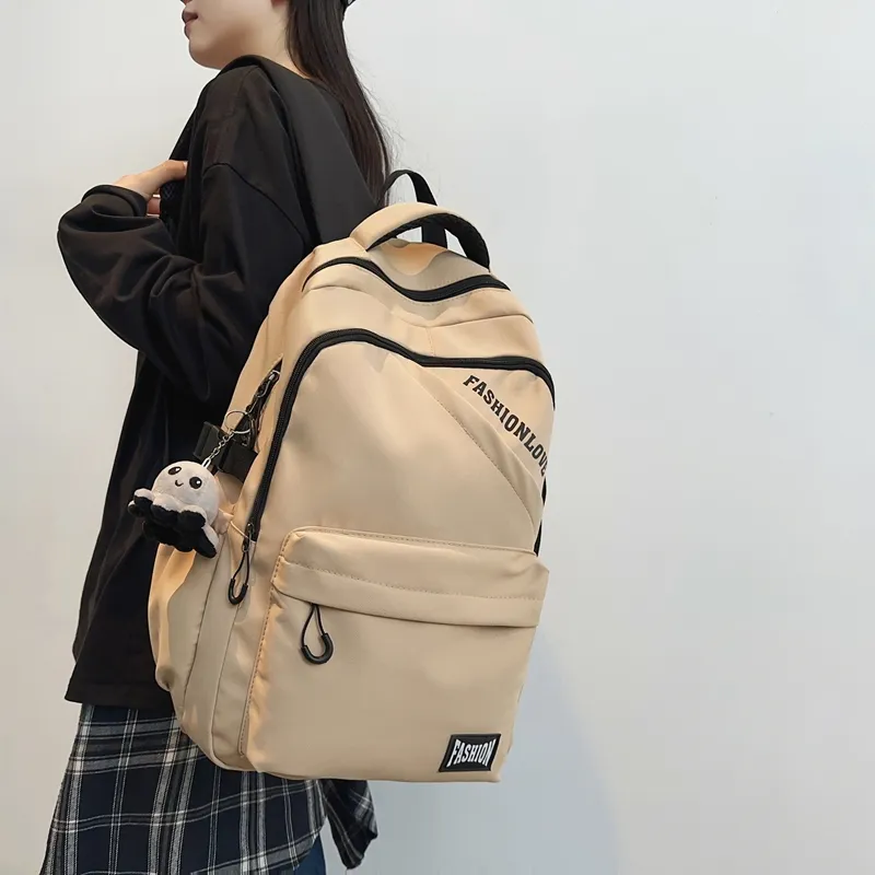 Single Warehouse Nylon Backpack Unisex White/Black/Gray/Khaki-19