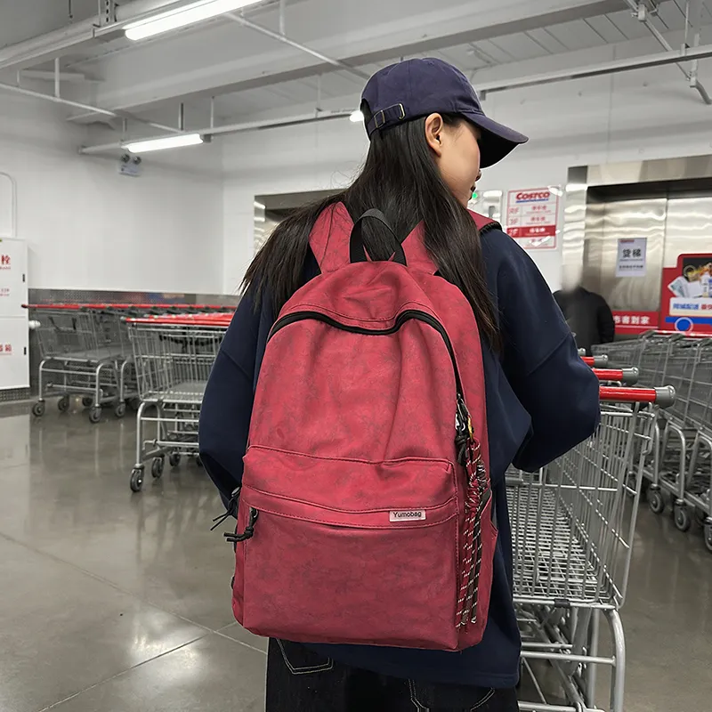 Single Warehouse Nylon Backpack Unisex White/Red/Green/Black-11