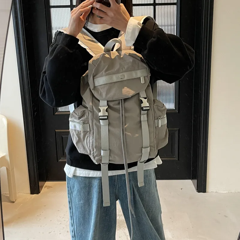 Single Warehouse Fabric Backpack Regular Unisex Ecru/Gray/Khaki/Black-13
