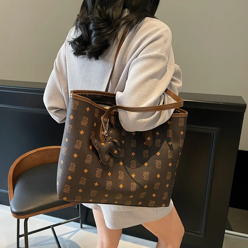Single Warehouse PU Tote Handheld Shoulder Bag Regular Women's Ecru/Pink/Brown/Coffee/Black-22