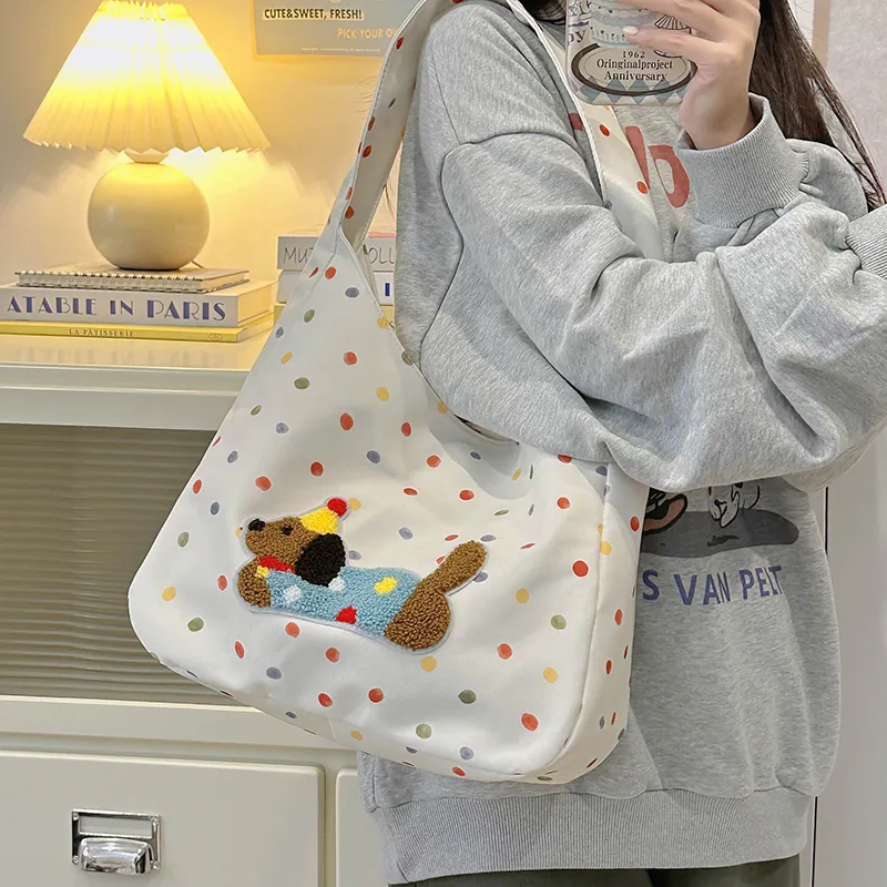 Single Warehouse Polyester Shoulder Bag Regular Women's White/Ecru/Black-8