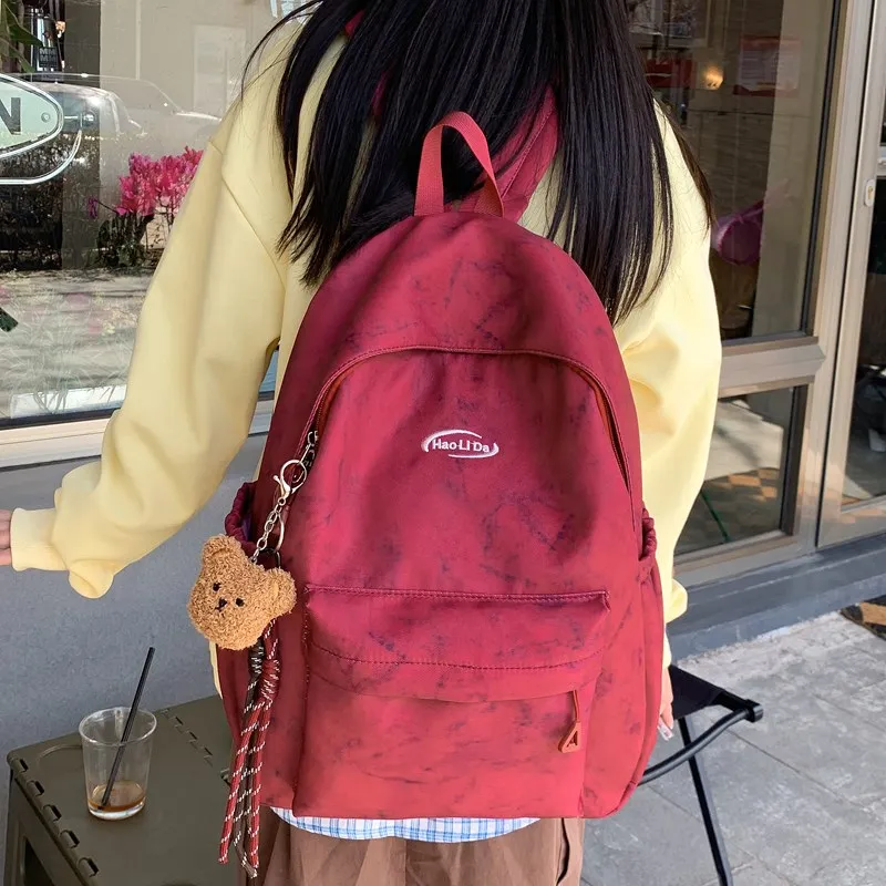 Single Warehouse Nylon Backpack Unisex White/Red/Blue/Black-6