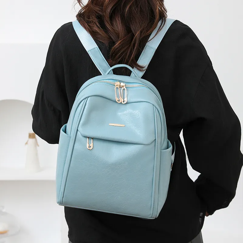 Single Warehouse PU Backpack Regular Women's Blue/Brown/Gray/Black-2