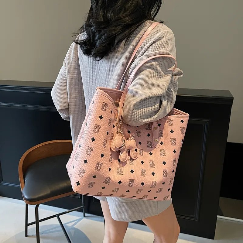 Single Warehouse PU Tote Handheld Shoulder Bag Regular Women's Ecru/Pink/Brown/Coffee/Black-11