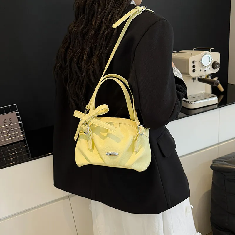Single Warehouse PU Shoulder Bag, Crossbody Bag, Handbag Women's Ecru/Yellow/Pink/Blue/Black-9