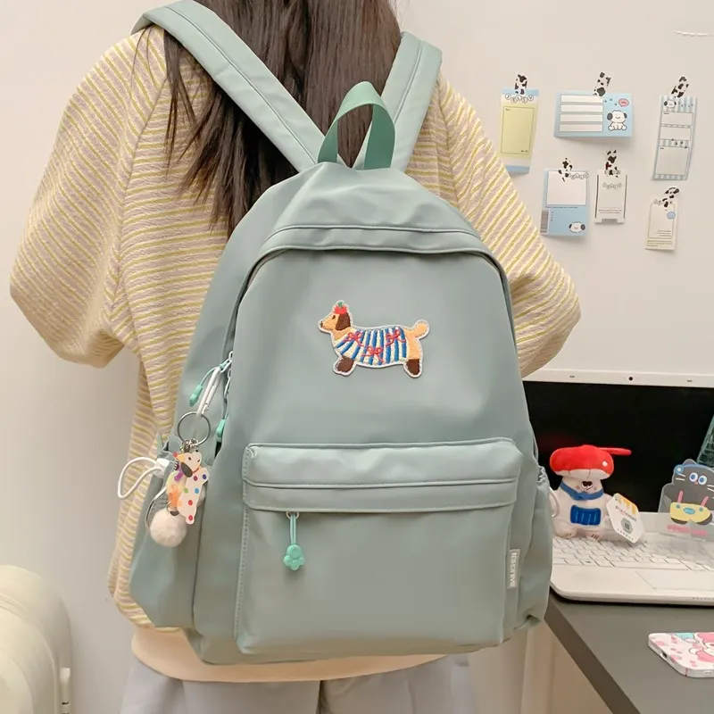 Single Warehouse Composite Cloth Backpack Unisex White/Blue/Black/Green-18