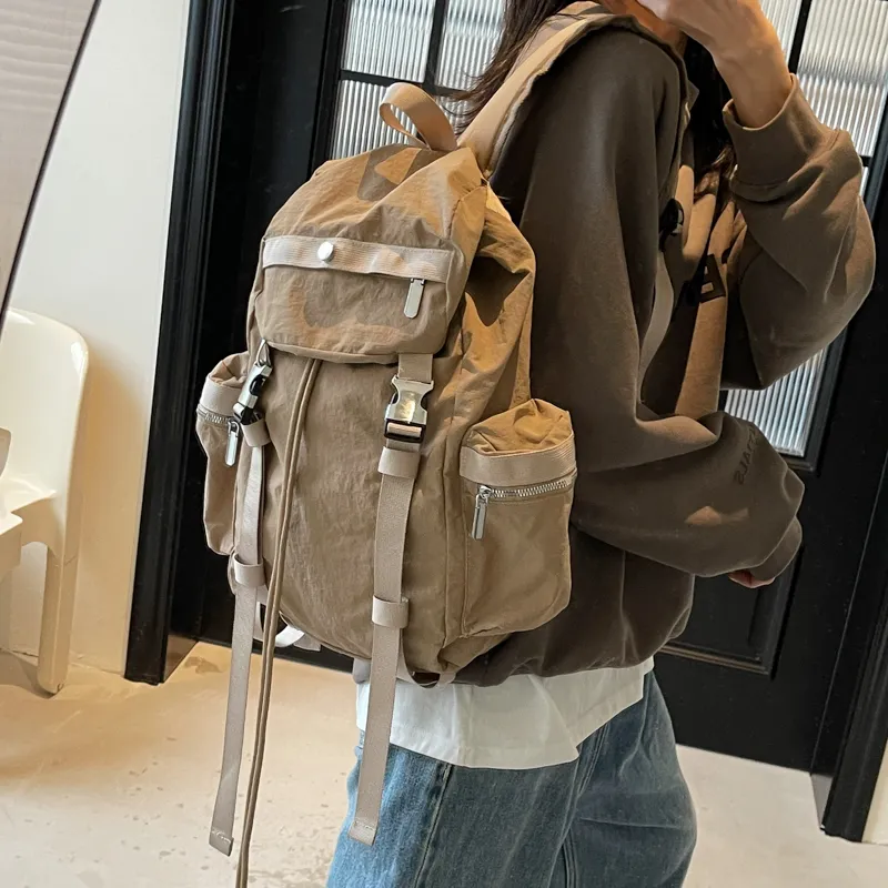Single Warehouse Fabric Backpack Regular Unisex Ecru/Gray/Khaki/Black-19