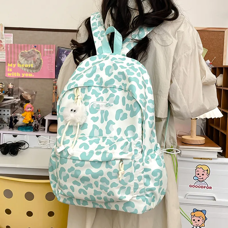 Single Warehouse Nylon Backpack Large Size Women's Blue/Green/Black-11