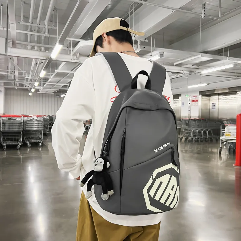 Single Warehouse Nylon Backpack Unisex Gray/Khaki/Blue/Red-2