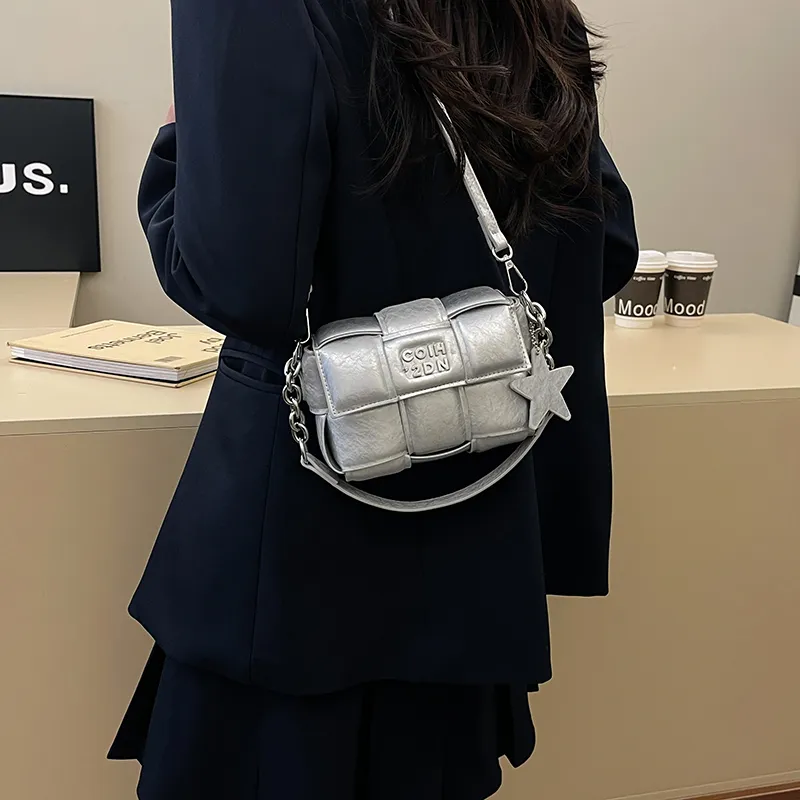 Single Warehouse PU One Shoulder Handbag Regular Women's Ecru/Silver/Pink/Black-15
