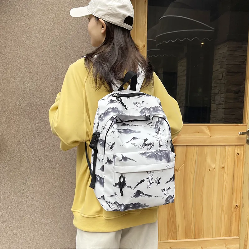 Single Warehouse Nylon Backpack Unisex Multicolor-5