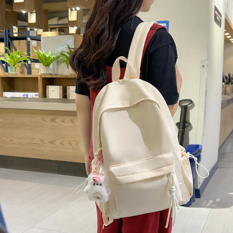 Single Warehouse Nylon Backpack Regular Unisex Black/Yellow/Orange/Green/White/Pink-2