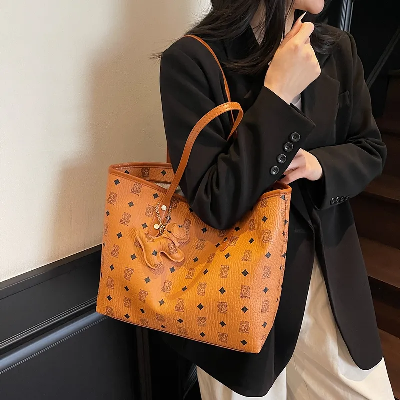 Single Warehouse PU Tote Handheld Shoulder Bag Regular Women's Ecru/Pink/Brown/Coffee/Black-17