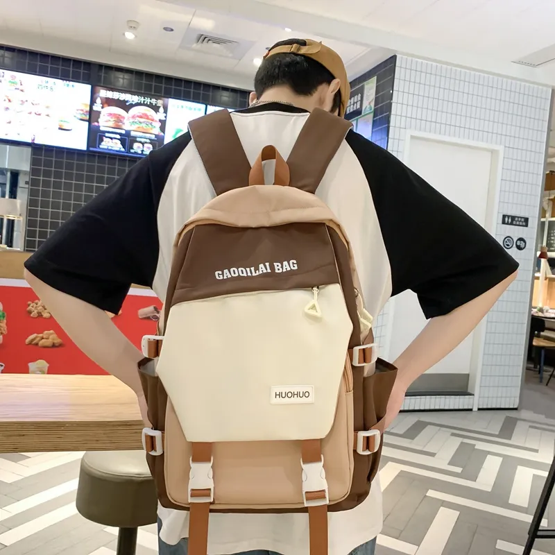 Single Warehouse Nylon Backpack Unisex Multicolor-10