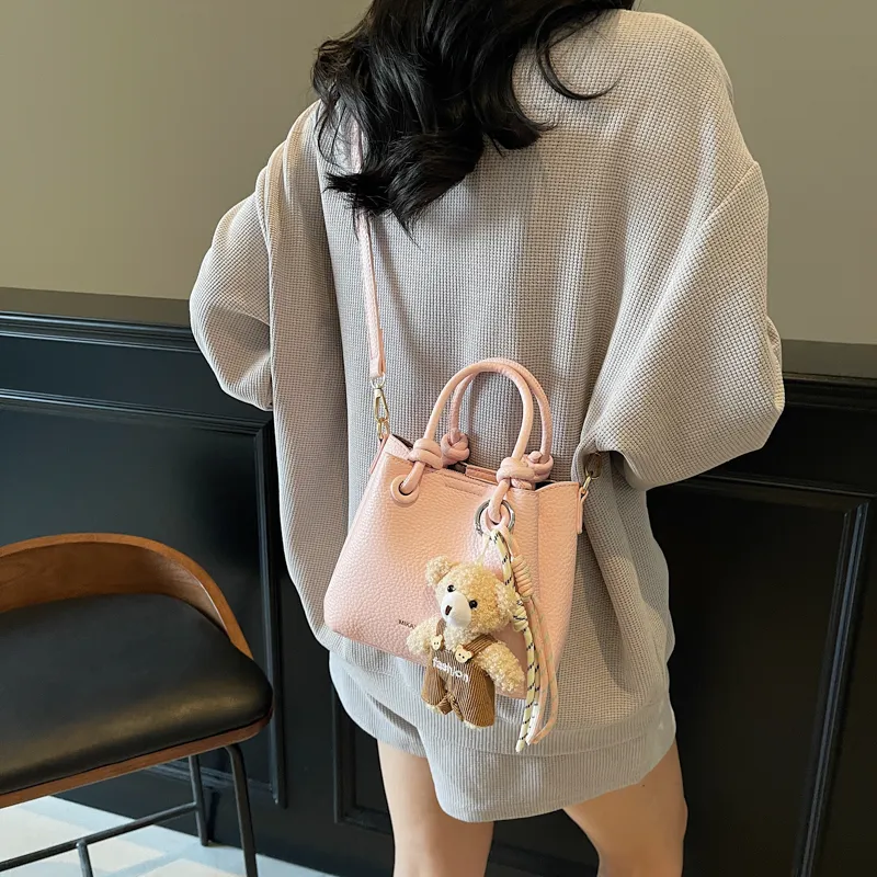 Single Warehouse PU Shoulder Bag Regular Women's Khaki/Ecru/Pink/Silver/Black-16